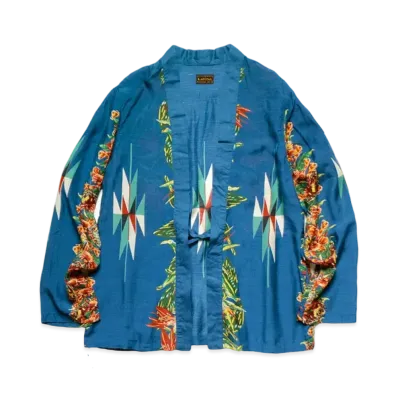 KAPITAL SILK LAYON HIBISCUS OORTEGA PT KAKASHI SHIRT "Blue"