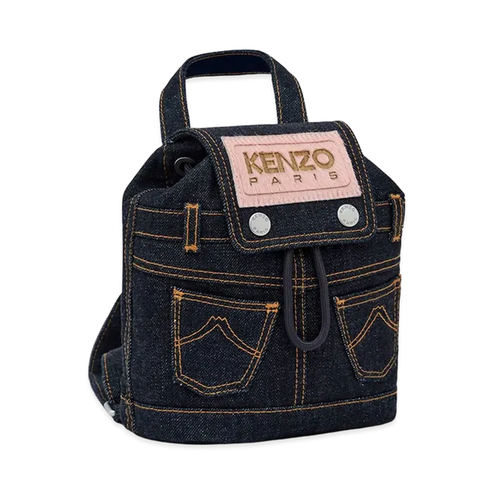 KENZO Five Pockets' Mini Backpack in Denim-Like Twill "Navy Blue"