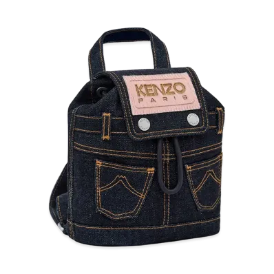 KENZO Five Pockets' Mini Backpack in Denim-Like Twill "Navy Blue"