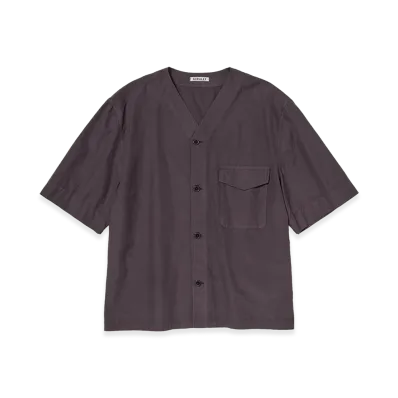 AURALEE Garment-Dyed Finx Shuttle Weather Half Sleeved Shirt "Dark Brown"