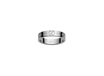 GUCCI Icon Series 18K White Gold Narrow Ring "White Gold"