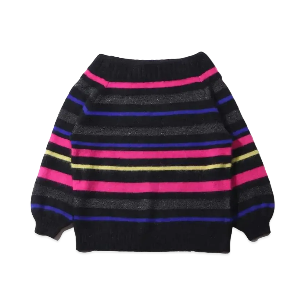 atmos pink Off-Shoulder Angora Border Knit "Mix"