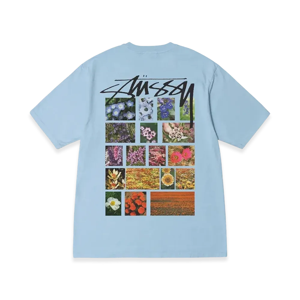 Stussy Flower Grid Pigment Dyed Tee "Sky Blue"
