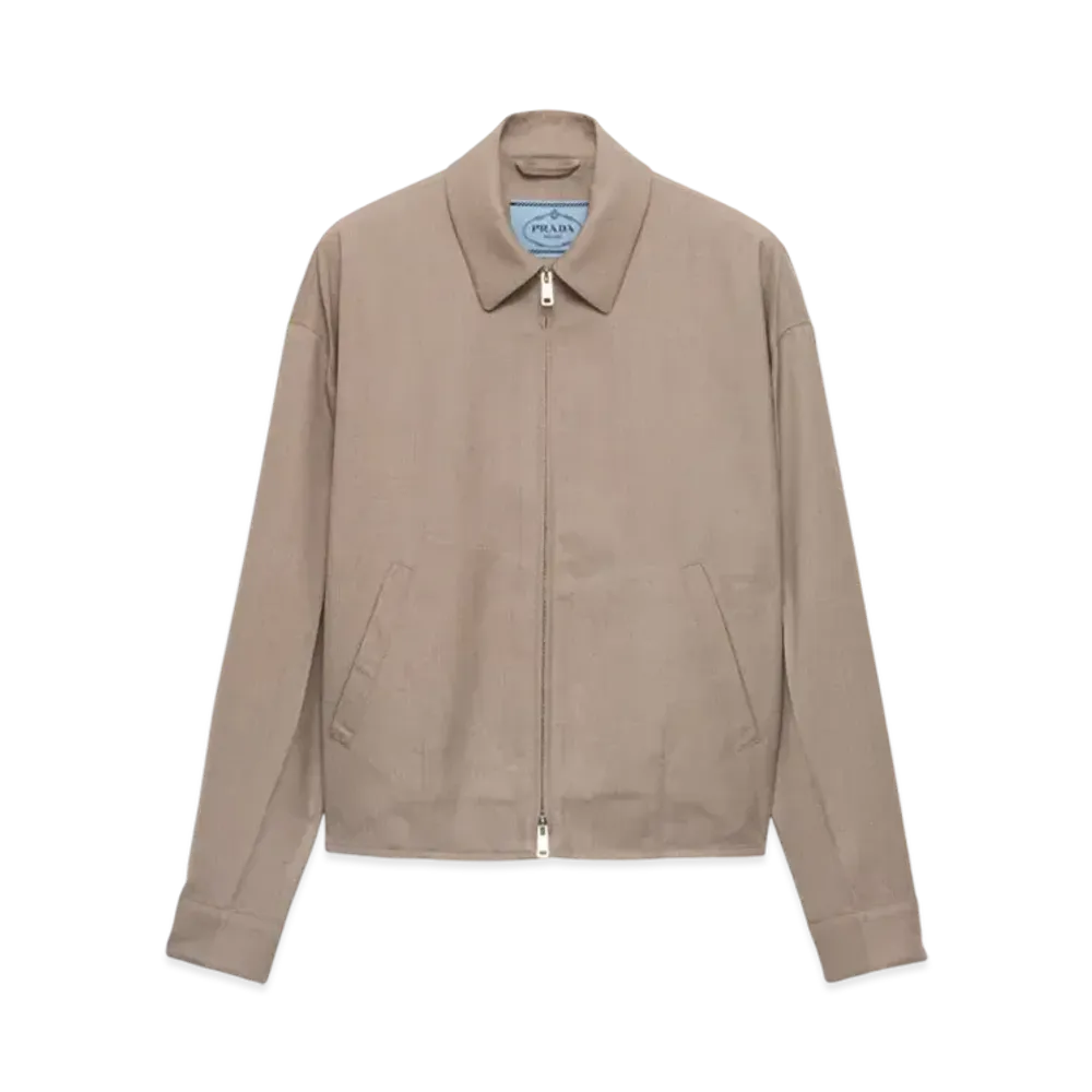 PRADA Women's Mouline Wool Blouson Jacket "Sand Beige"