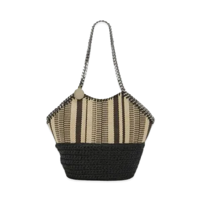 STELLA McCARTNEY Farabela Stripe Lafia Medium Tote "Black"