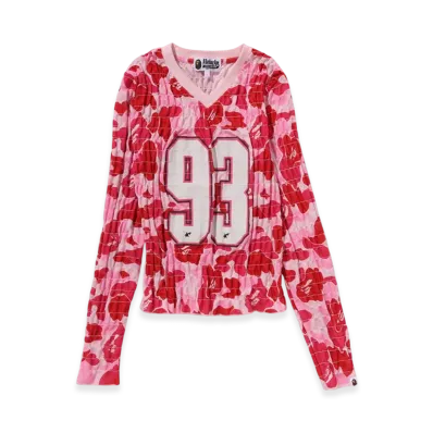 A BATHING APE Ladies Abc Camo Slim Fit LS Tee "Pink"
