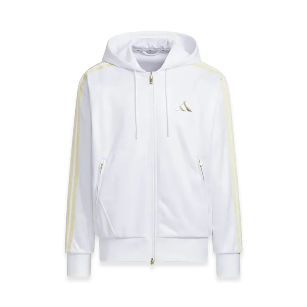 adidas Staygold Loose Fit Hooded Track Top "White/Gold Metallic"