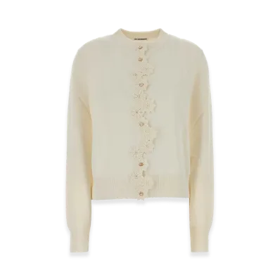 Jil Sander Women's Stretch Viscose Blend Cardigan "Ivory/White"