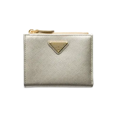 PRADA Saffiano Triangle Wallet "Pyrite"