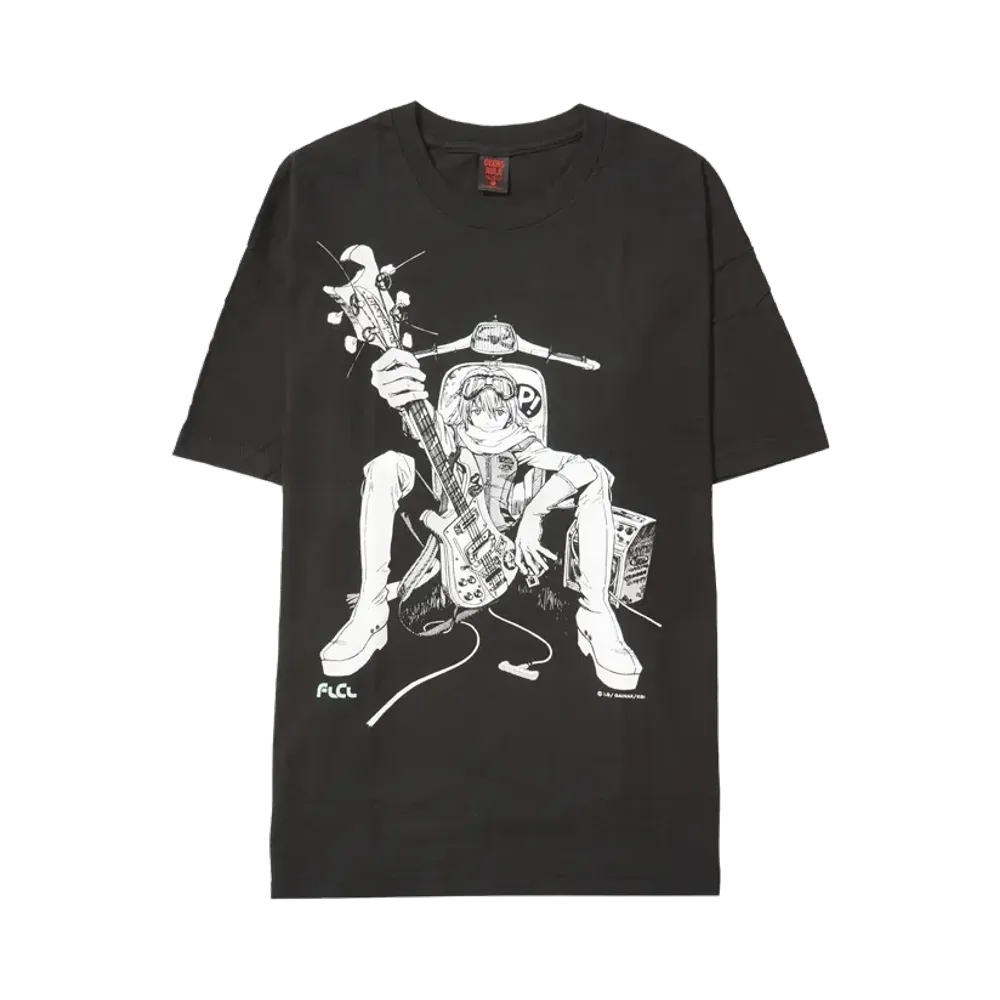Geeks Rule Silkscreen Printing x FLCL T-Shirt (Haruko) "Black"