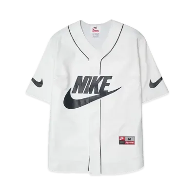 Supreme x Nike Leather Baseball Jersey "White"