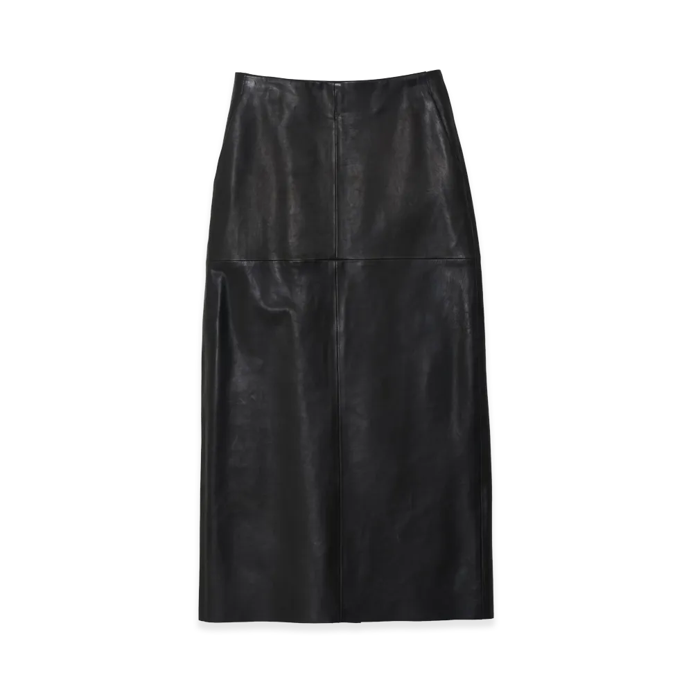 YOKE Calf Nappa Leather Skirt "Black"
