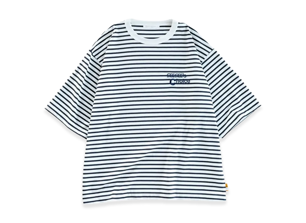 SEE SEE see see's choice Embroidered Border Tee "Navy/Navy"