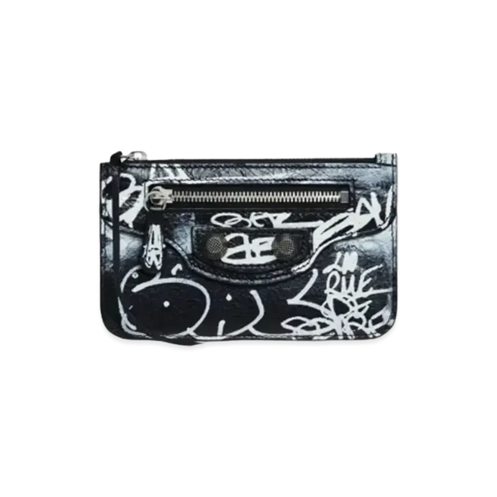 BALENCIAGA Le Cagole Long Coin Card Holder Graffiti "Black"