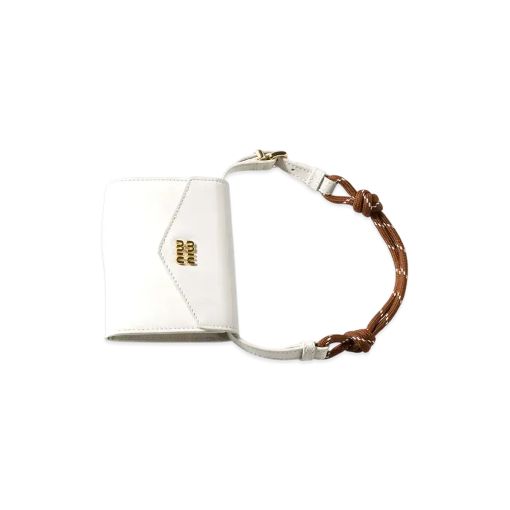 MIUMIU Leather Shoulder Wallet "Brown/White"