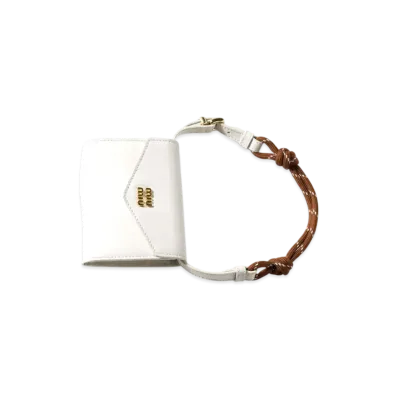 MIUMIU Leather Shoulder Wallet "Brown/White"