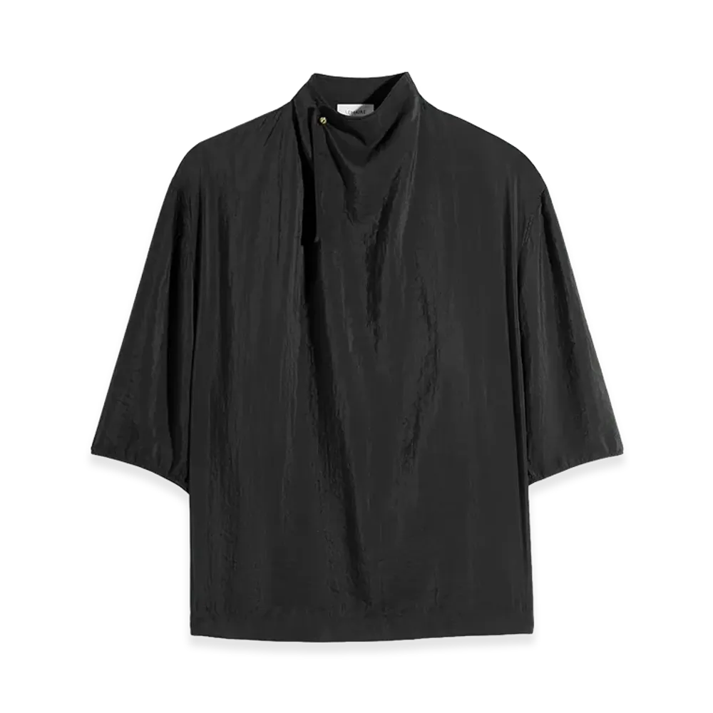 LEMAIRE Women's Dry Silk Soft Collar Top "Black"