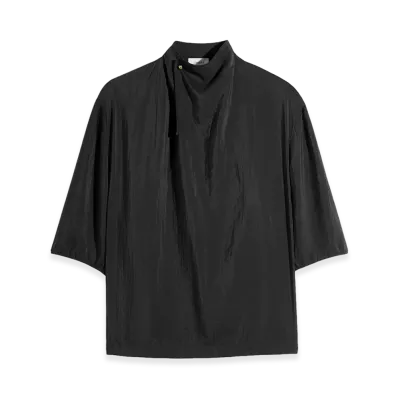 LEMAIRE Women's Dry Silk Soft Collar Top "Black"