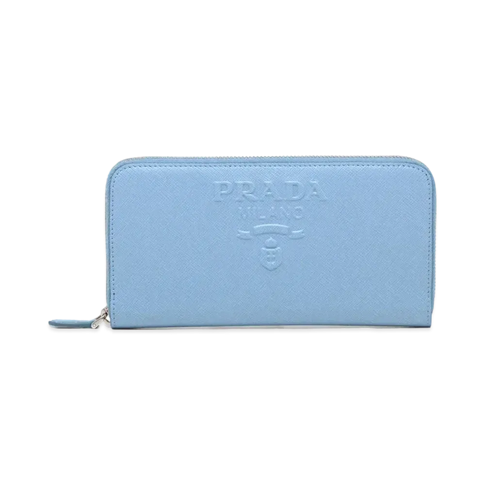 PRADA Large Saffiano Leather Wallet "Light Blue"