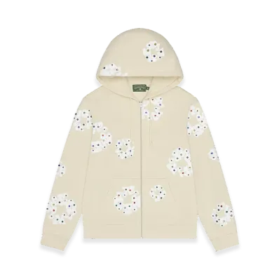 DENIM TEARS Rhinestone Cotton Wreath Zip Hoodie "Oatmeal"