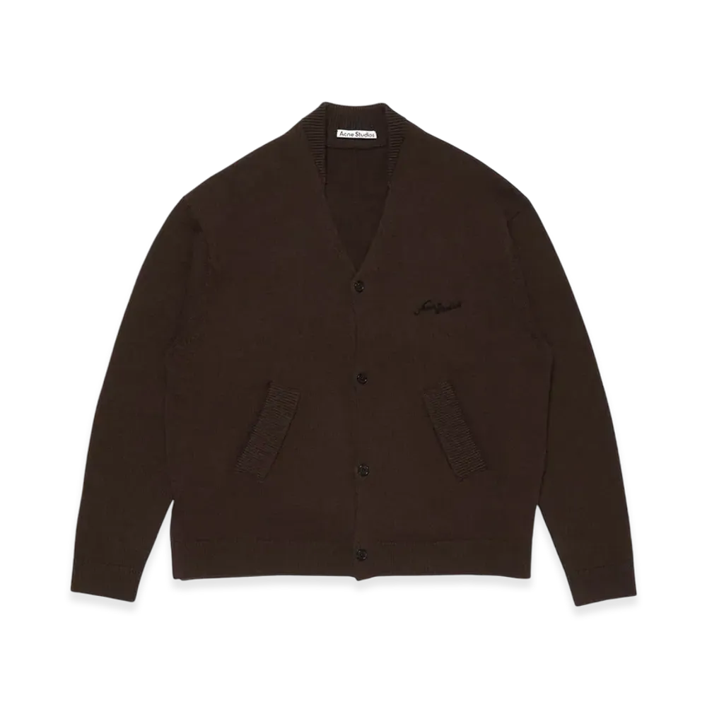 Acne Studios Wool V-Neck Cardigan "Dark Brown"