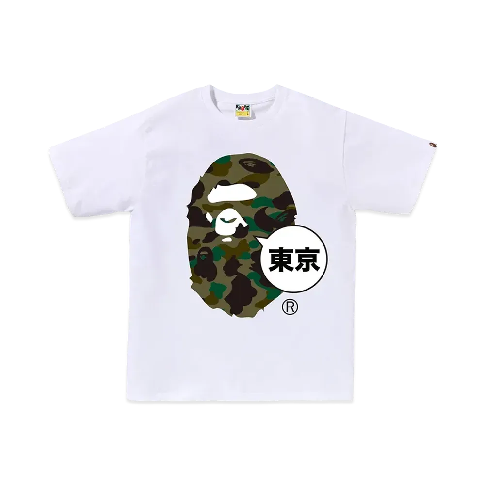 A BATHING APE 1St Camo Tokyo Ape Head Tee "White"