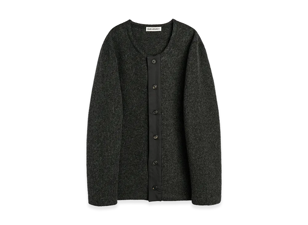 OUR LEGACY Liner Cardigan "Frosted Charcoal Press Wool"