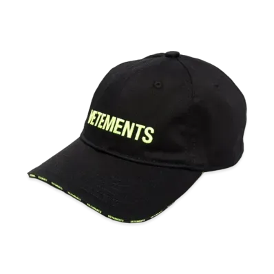 VETEMENTS logo embroidered cotton cap "Black Neon Green"