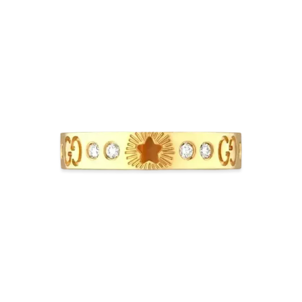 GUCCI Icon 18K Stars Ring With Diamonds