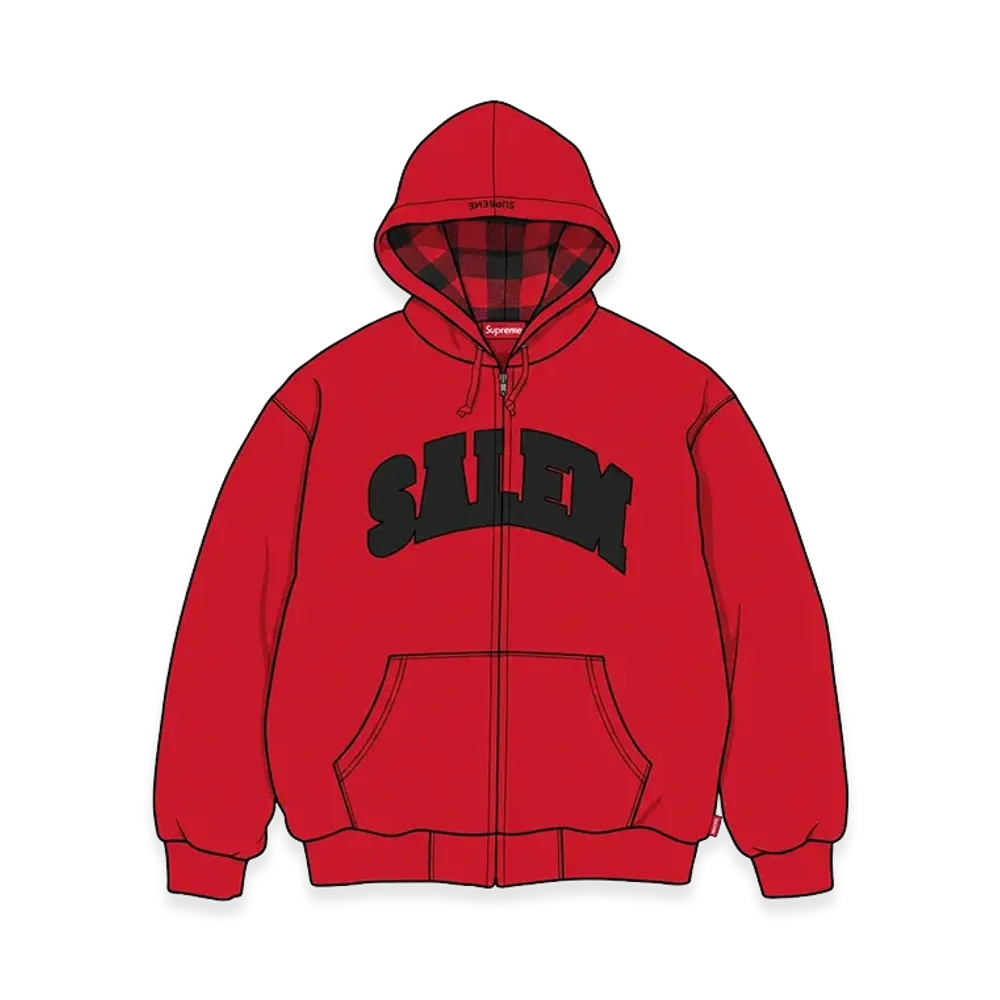 Supreme x SALEM Zip Up Hooded Sweatshirt "Red"