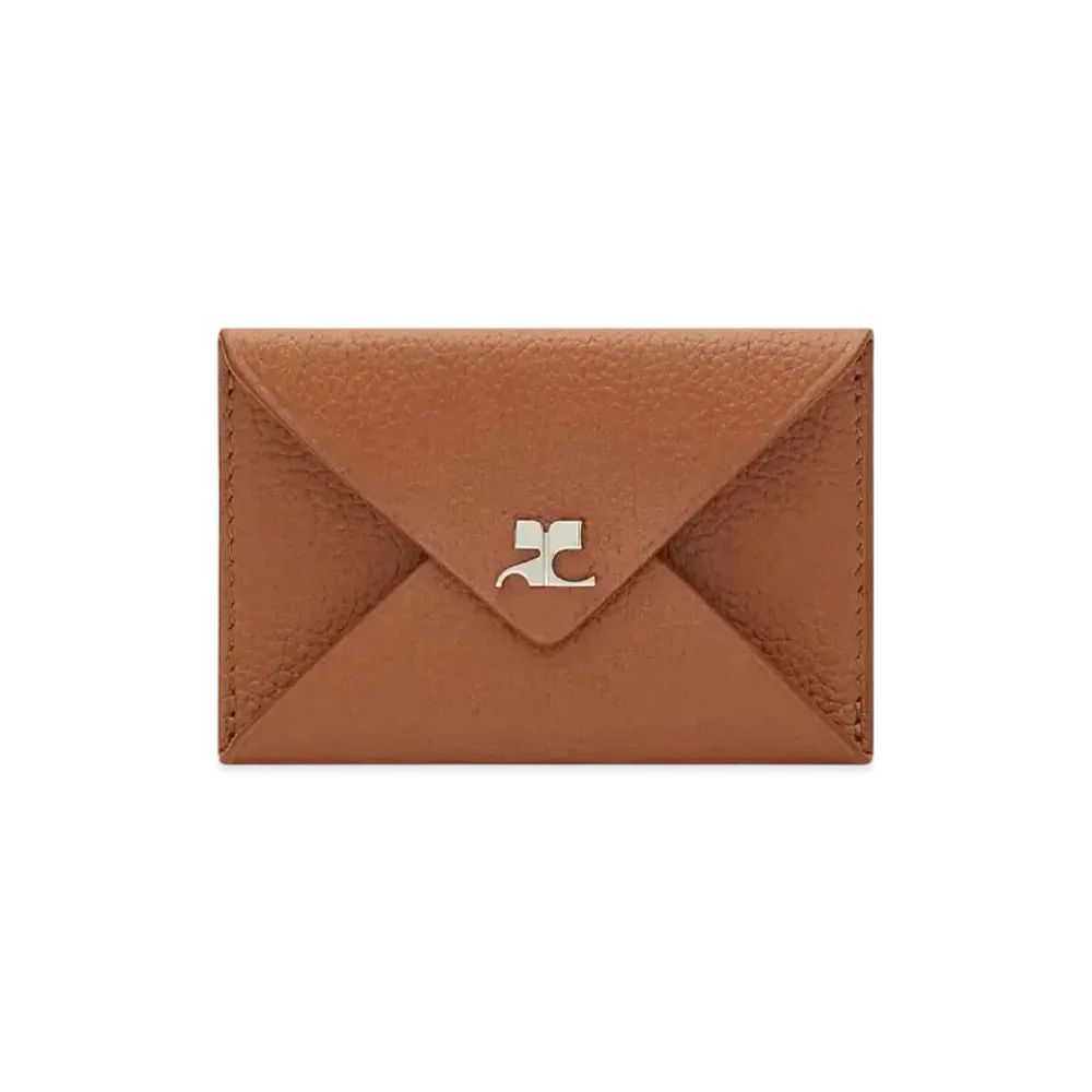Courreges Grained Leather Envelope Cardholder "Toffee"
