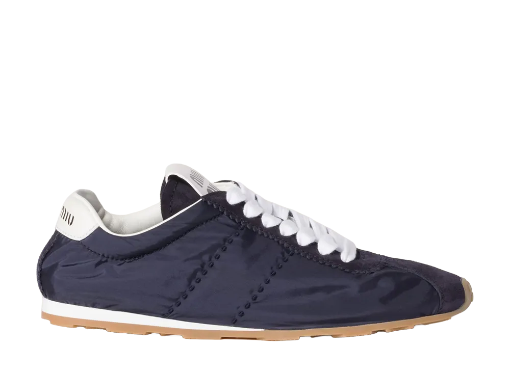 MIU MIU Women's Plume technical Fabric and Suede Sneakers "Navy"