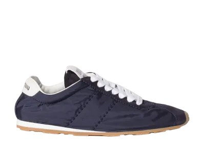 MIU MIU Women's Plume technical Fabric and Suede Sneakers "Navy"