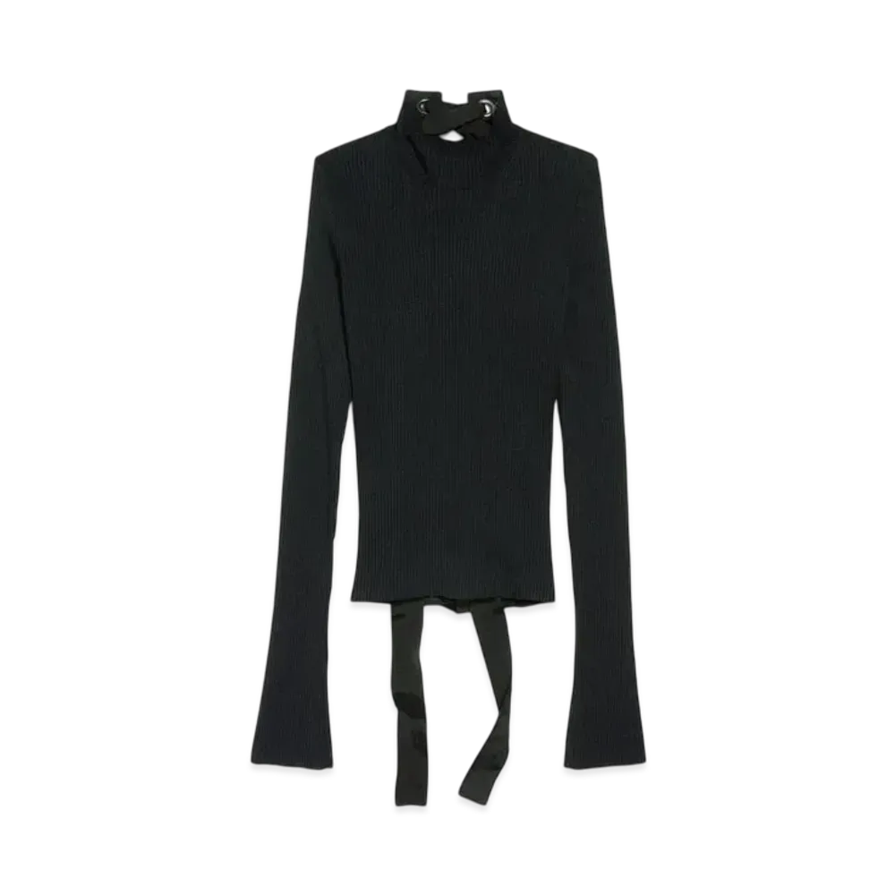 BALENCIAGA Women's Lace-Up Fitted Turtleneck "Black"