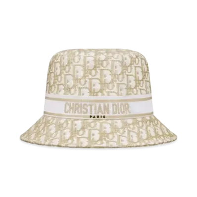 Dior D-Bobby Dior Oblique Small Brim Bucket Hat "White/Gold"