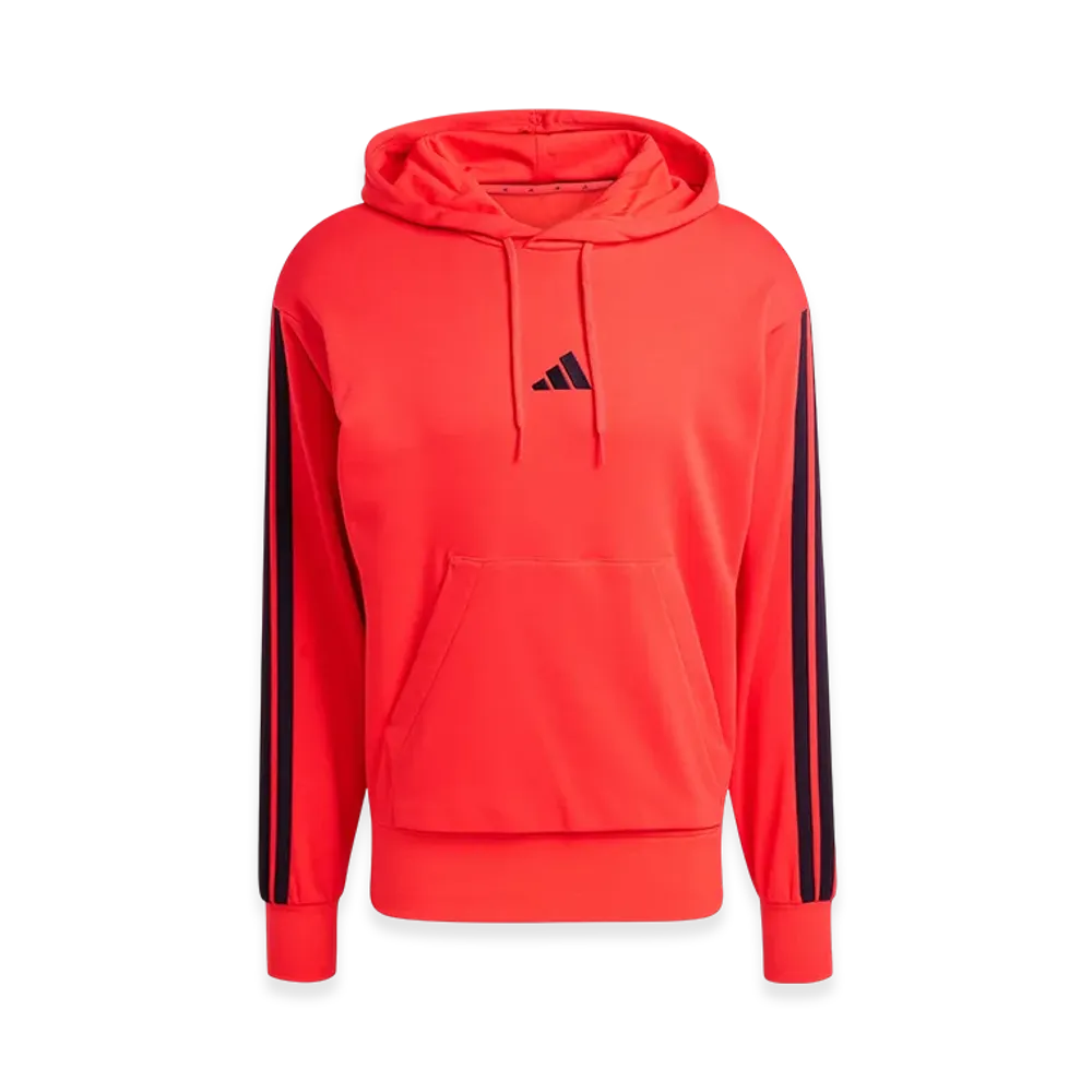 adidas Essentials Three Stripes French Terry Hoodie "Pure Ruby/Black"