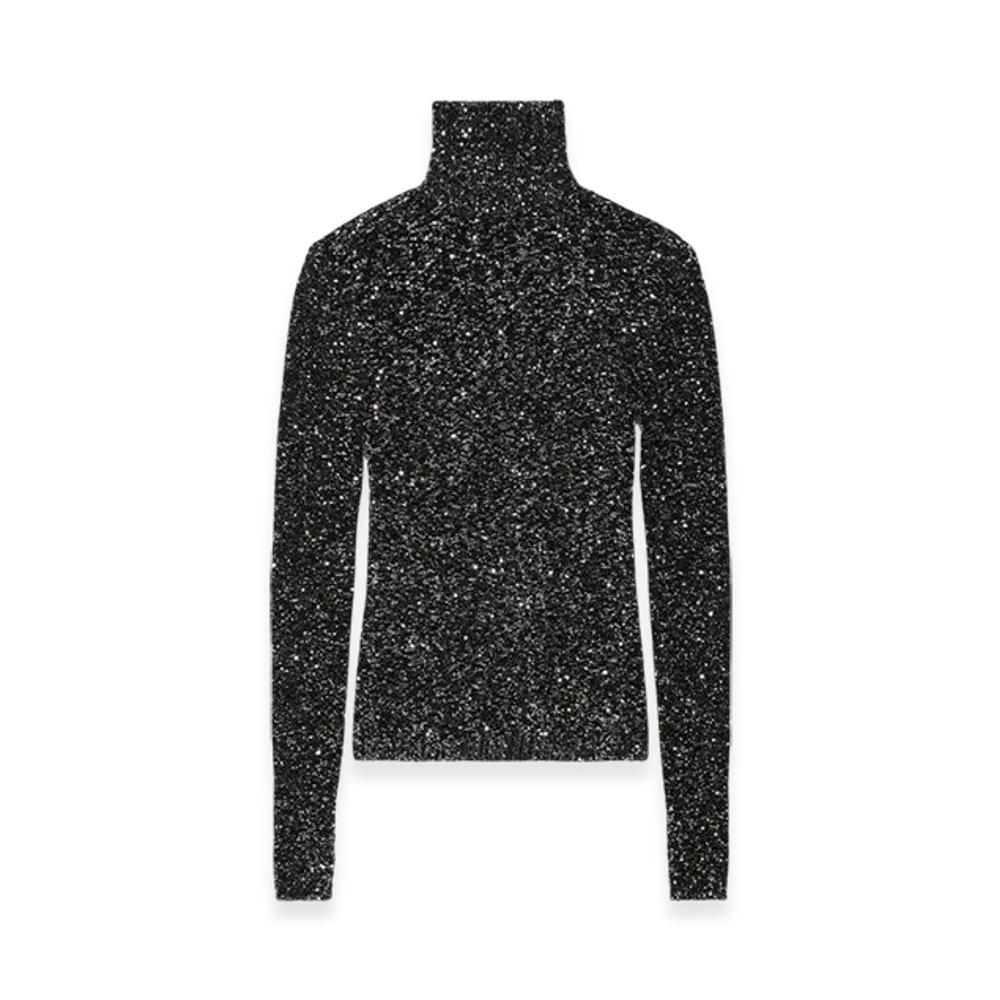 BALENCIAGA Women's Paillettes Top "Black Silver"
