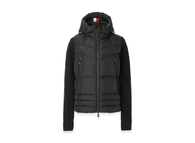 MONCLER Grenoble Down-Panel Zip-Up Hoodie "Black"