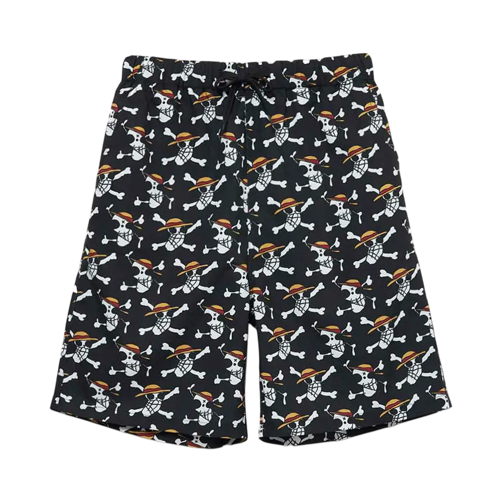 graniph x ONE PIECE Skull Mark Big Silhouette Short Pants "Black"