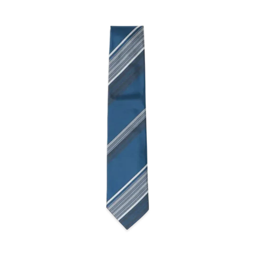 BEAMS Silk Striped Tie "Blue"