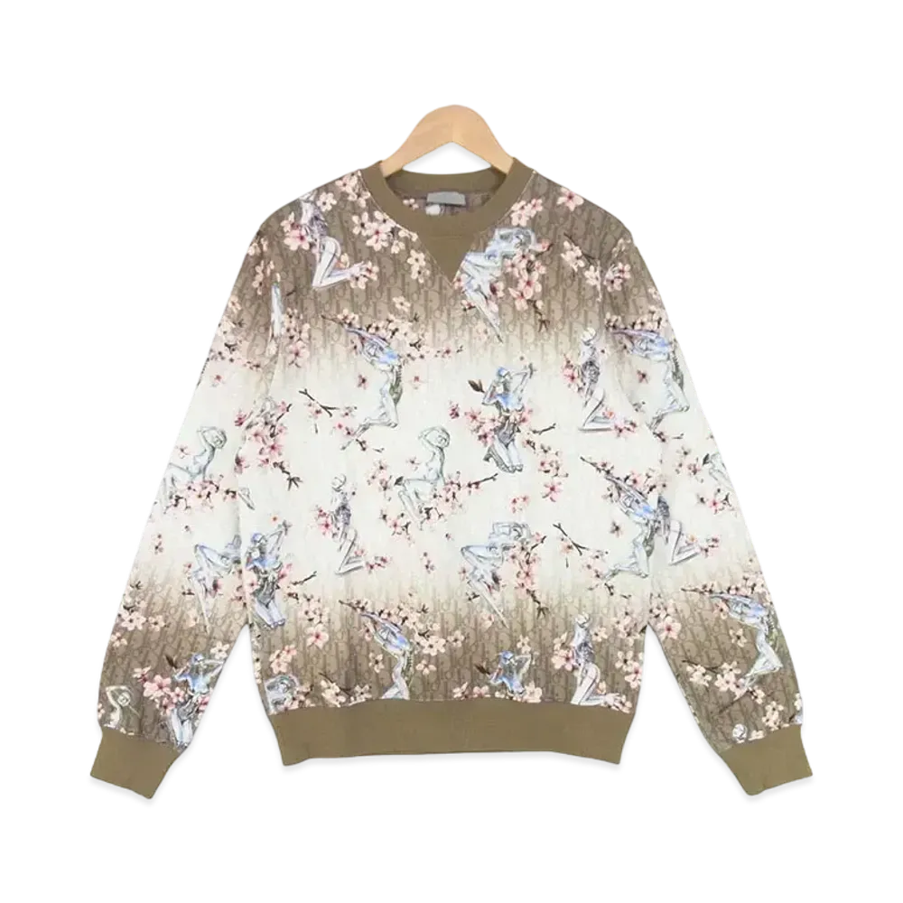 Dior x Hajime Sorayama Men's Graphic Print Sweatshirt Allover Print Trainer "Beige"