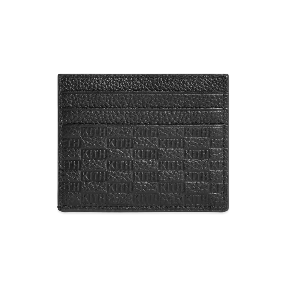 Kith Monogram Tumbled Leather Card Holder "Black"