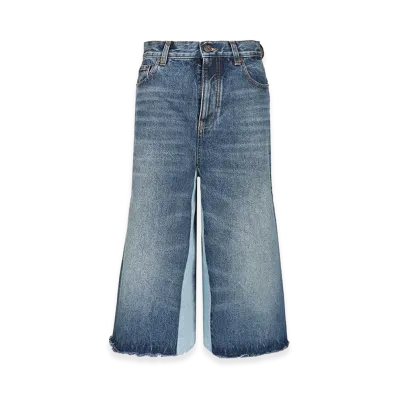 Chloe Women's Shorts Bermuda In Denim Patchwork "Blue"