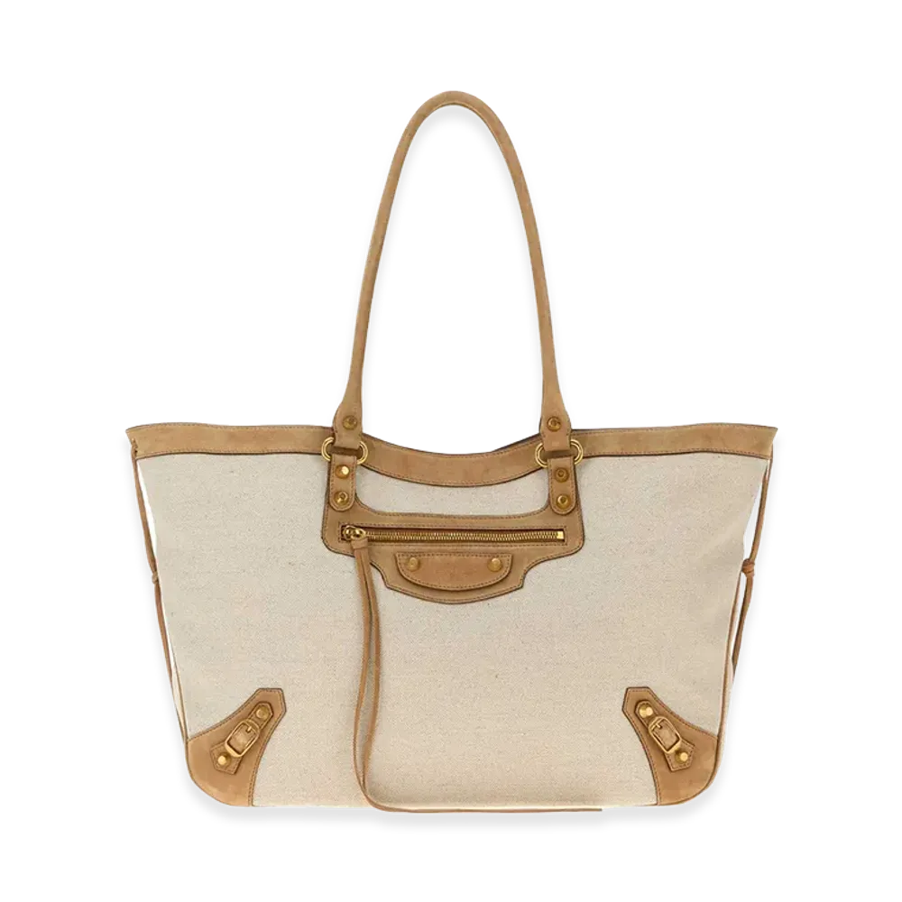 BALENCIAGA Women's Canvas Le City Shopping Bag "Sand Beige"