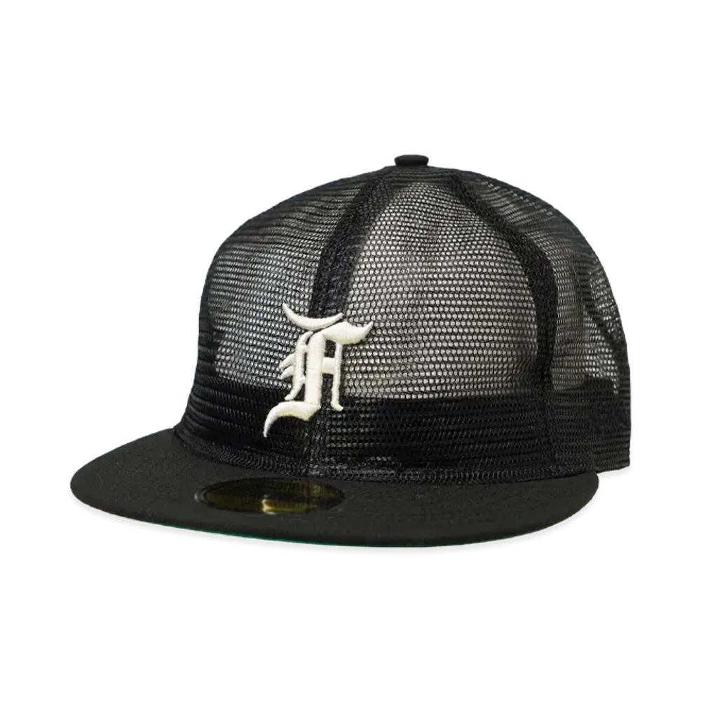 NEW ERA x FEAR OF GOD ESSENTIALS 59Fifty Tracker F Logo Black Green Under Visor "Black"
