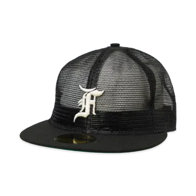 NEW ERA x FEAR OF GOD ESSENTIALS 59Fifty Tracker F Logo Black Green Under Visor "Black"