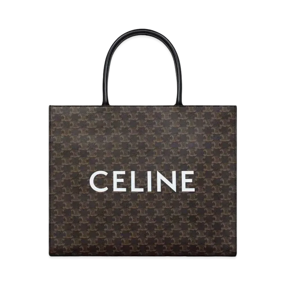 CELINE Horizontal Cabas In Triomphe Canvas With Celine Print "Black"
