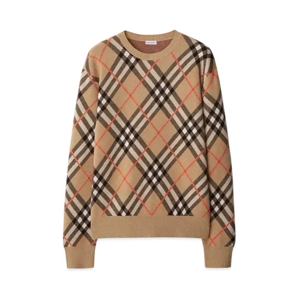 Burberry Check Wool Mohair Blend Sweater "Sand"