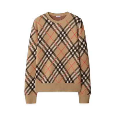 Burberry Check Wool Mohair Blend Sweater "Sand"