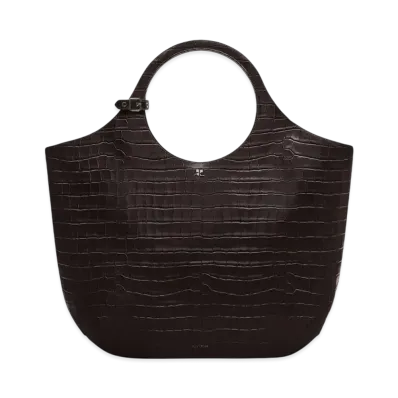 Courreges Large Holy Croco Stamped Bag "Bark"
